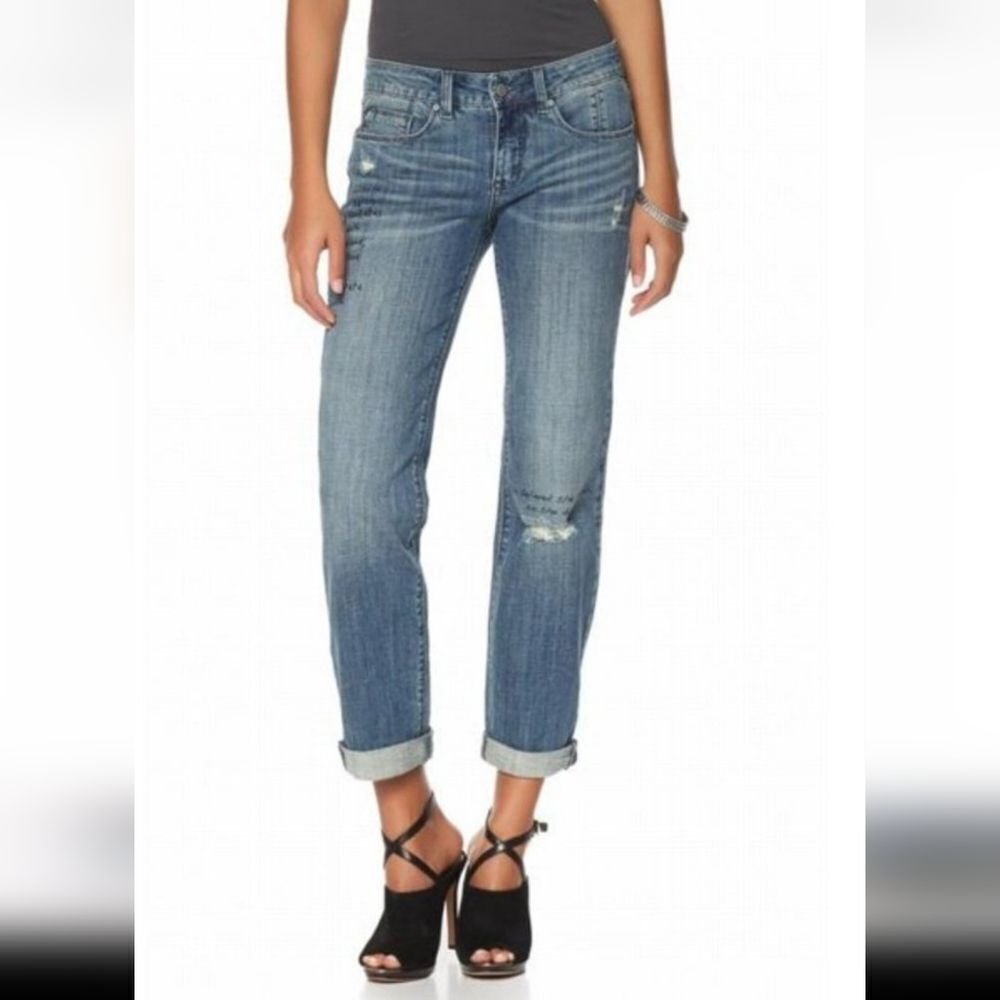 G by Giuliana Inspiration Quote Boyfriend Distressed Jeans Size 8